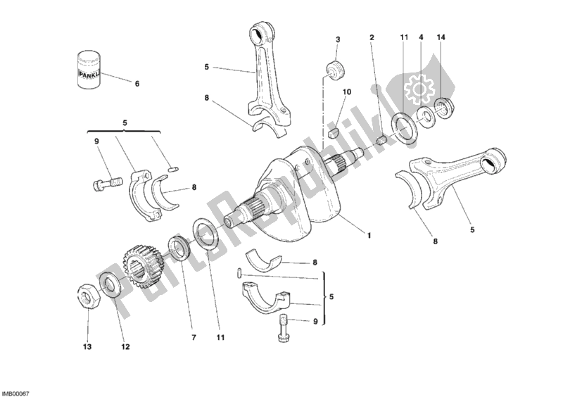 Toutes les pièces pour le Vilebrequin du Ducati Superbike 999 R Xerox USA 2006